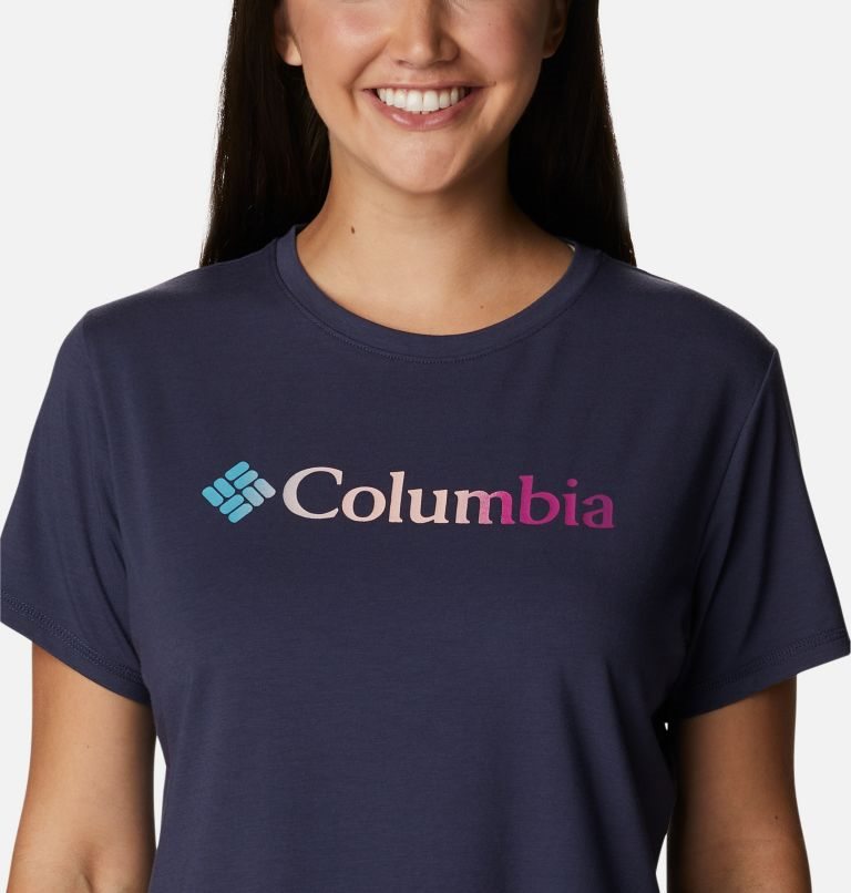 Women's Columbia Sun Trek Graphic T Shirts Navy | CA-KCA84