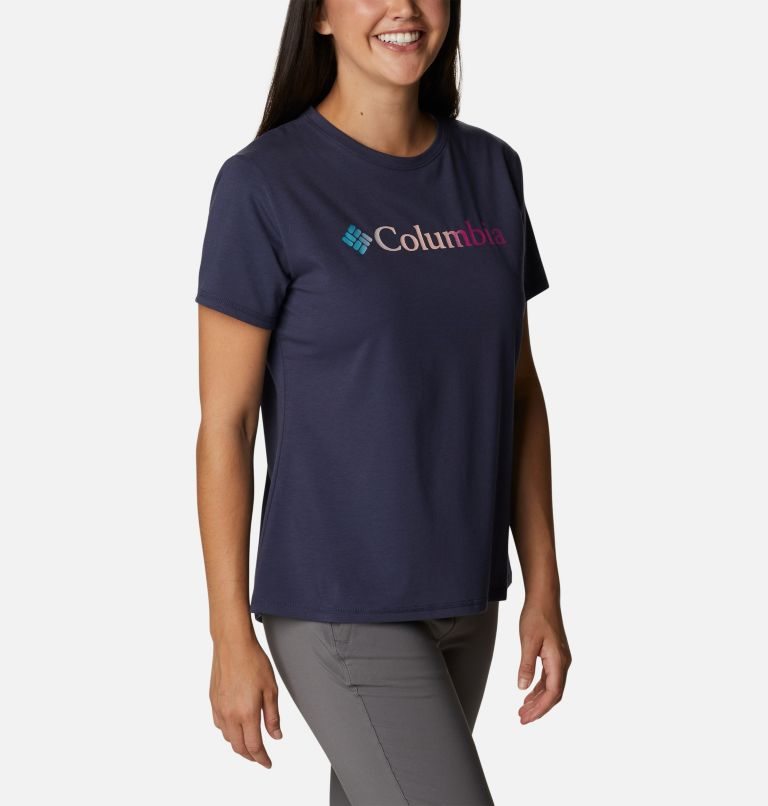 Women's Columbia Sun Trek Graphic T Shirts Navy | CA-KCA84