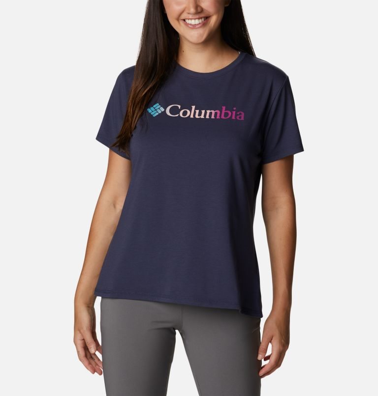 Women\'s Columbia Sun Trek Graphic T Shirts Navy | CA-KCA84