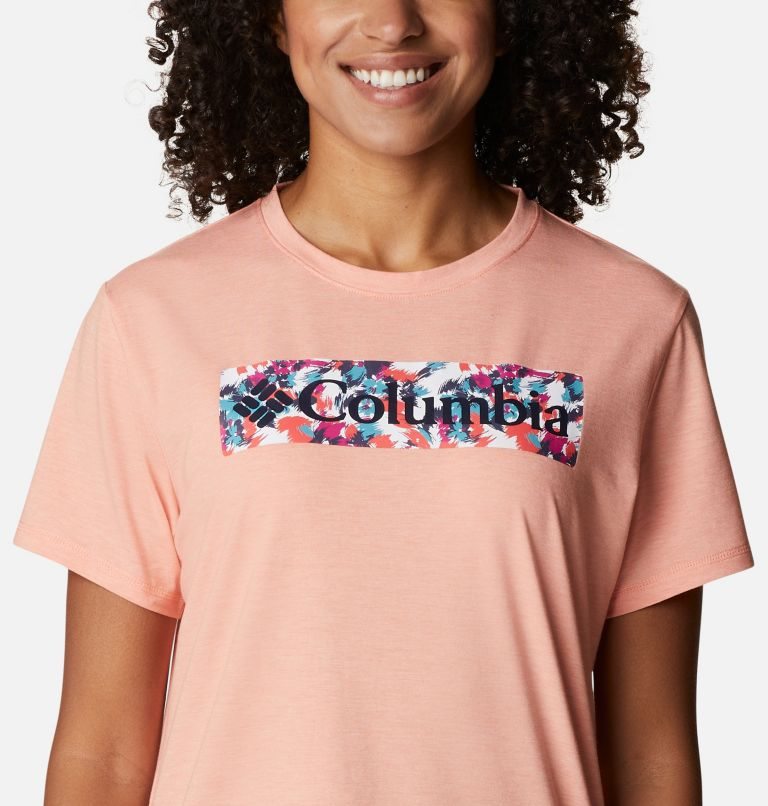 Women's Columbia Sun Trek Graphic T Shirts Coral | CA-P3LA4