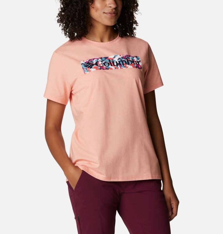 Women's Columbia Sun Trek Graphic T Shirts Coral | CA-P3LA4