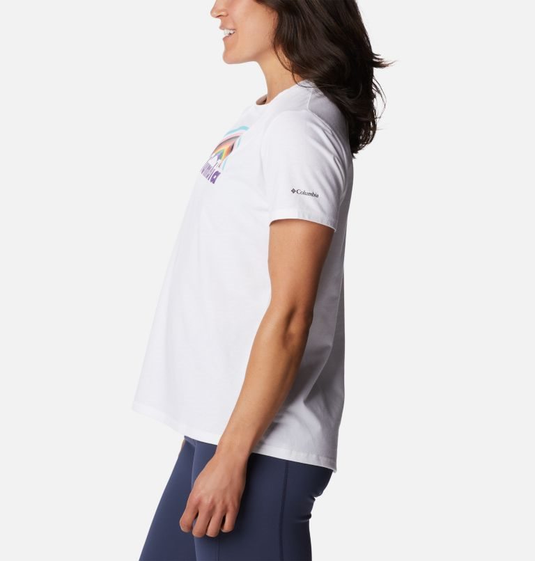 Women's Columbia Sun Trek Graphic T Shirts White | CA-X84A3