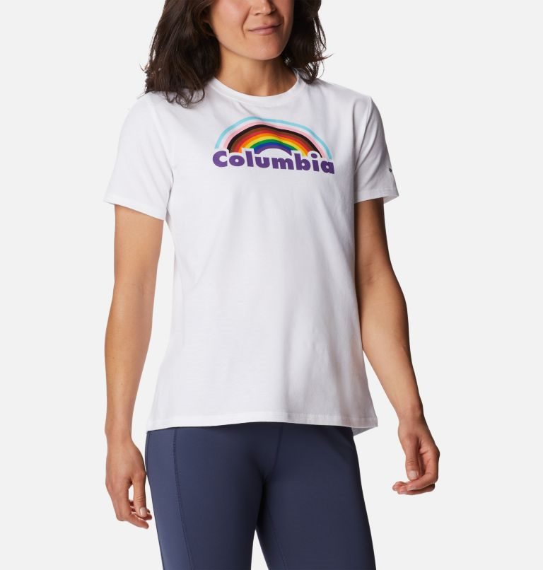 Women's Columbia Sun Trek Graphic T Shirts White | CA-X84A3