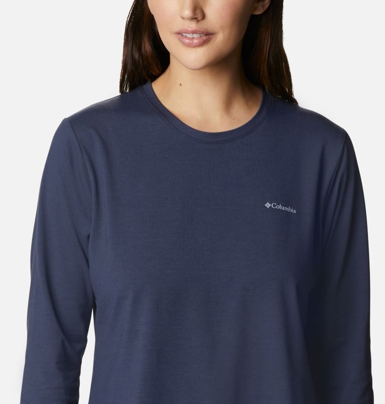 Women's Columbia Sun Trek Long Sleeve T Shirts Navy | CA-D3AL4