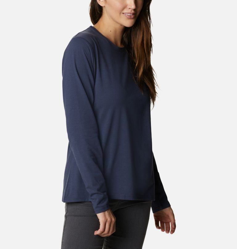 Women's Columbia Sun Trek Long Sleeve T Shirts Navy | CA-D3AL4