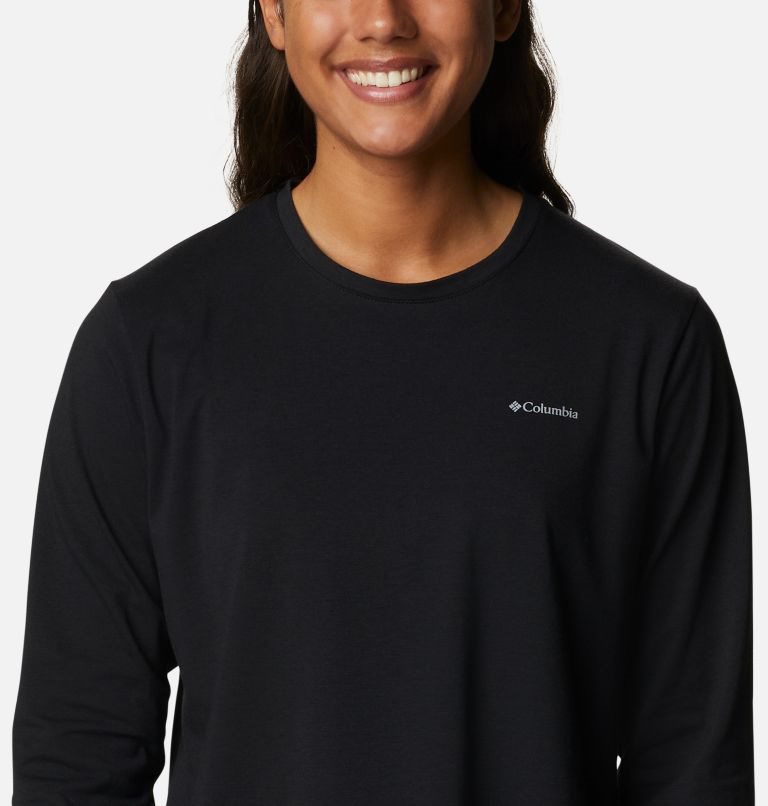 Women's Columbia Sun Trek Long Sleeve T Shirts Black | CA-J1L4C