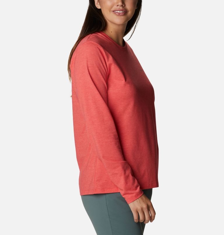 Women's Columbia Sun Trek Long Sleeve T Shirts Red | CA-K35L8