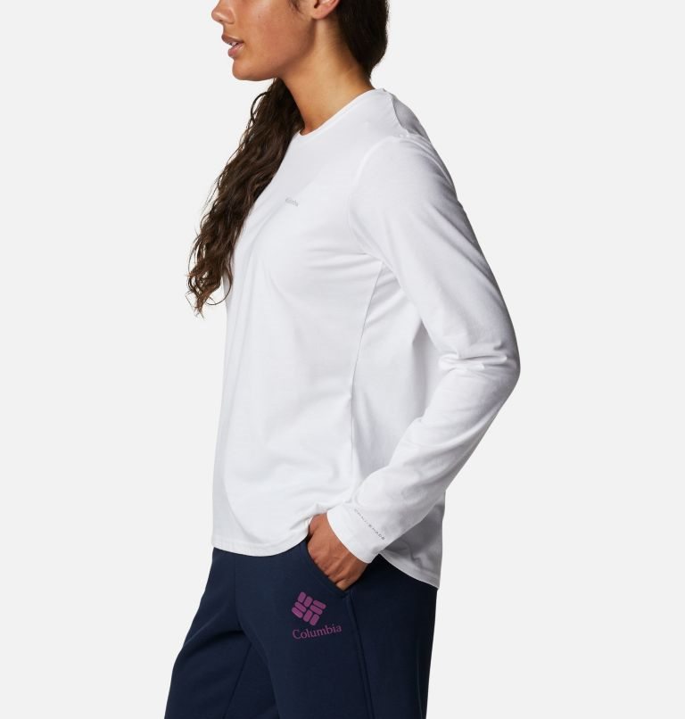 Women's Columbia Sun Trek Long Sleeve T Shirts White | CA-OA430