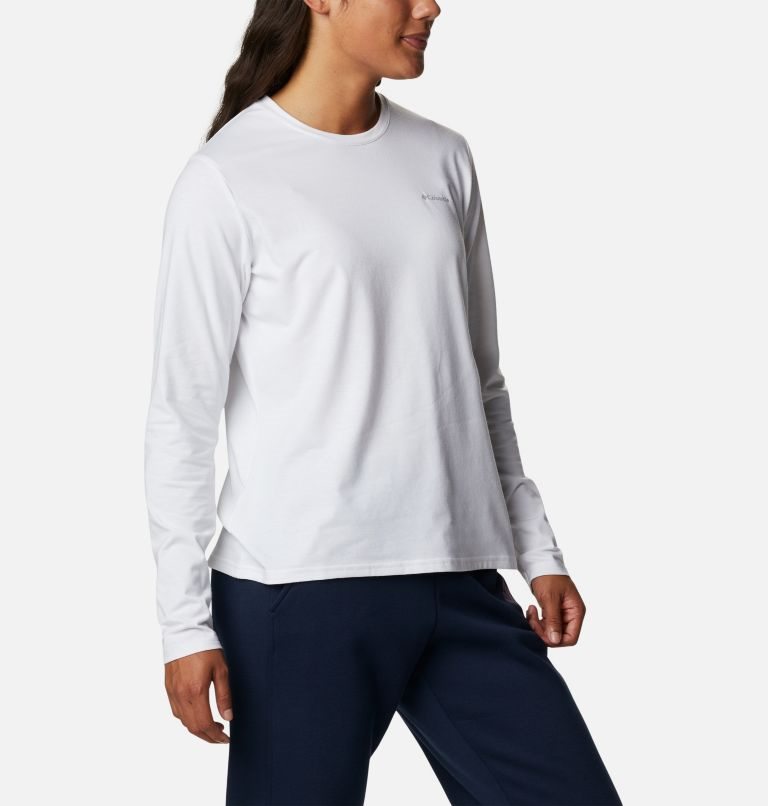 Women's Columbia Sun Trek Long Sleeve T Shirts White | CA-OA430