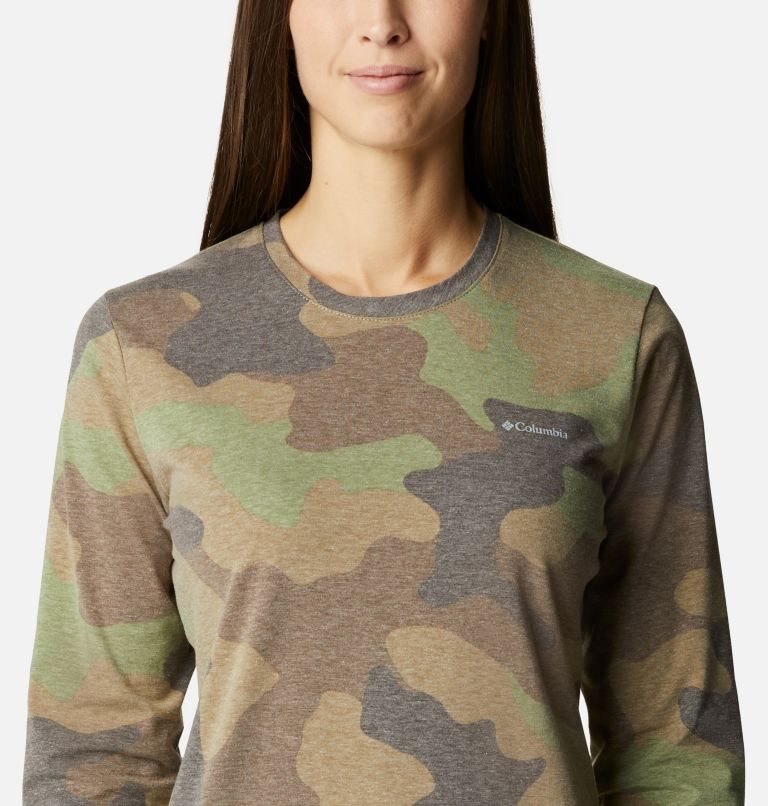 Women's Columbia Sun Trek Pattern Long Sleeve T Shirts Camo | CA-U6LAC