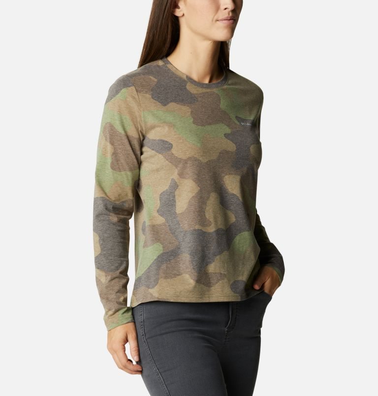 Women's Columbia Sun Trek Pattern Long Sleeve T Shirts Camo | CA-U6LAC