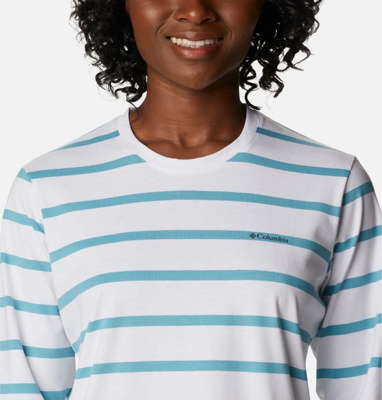 Women's Columbia Sun Trek Pattern Long Sleeve T Shirts Stripe | CA-ZAC81