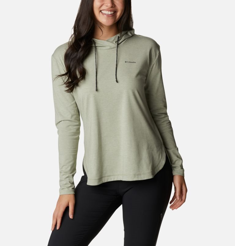 Women's Columbia Sun Trek Pullover Hoodie Olive | CA-VA830