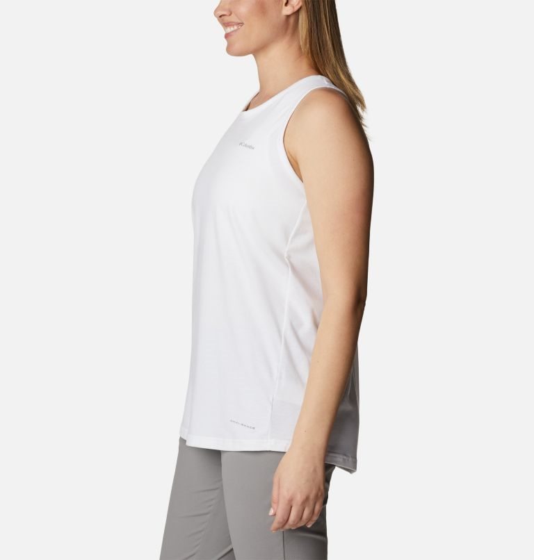 Women's Columbia Sun Trek Racerback Tanks White | CA-BAL53