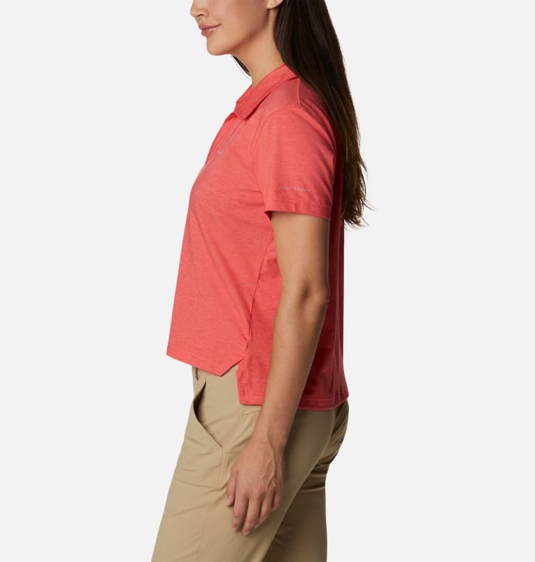 Women's Columbia Sun Trek Short Sleeve Polo Shirts Red | CA-BA136