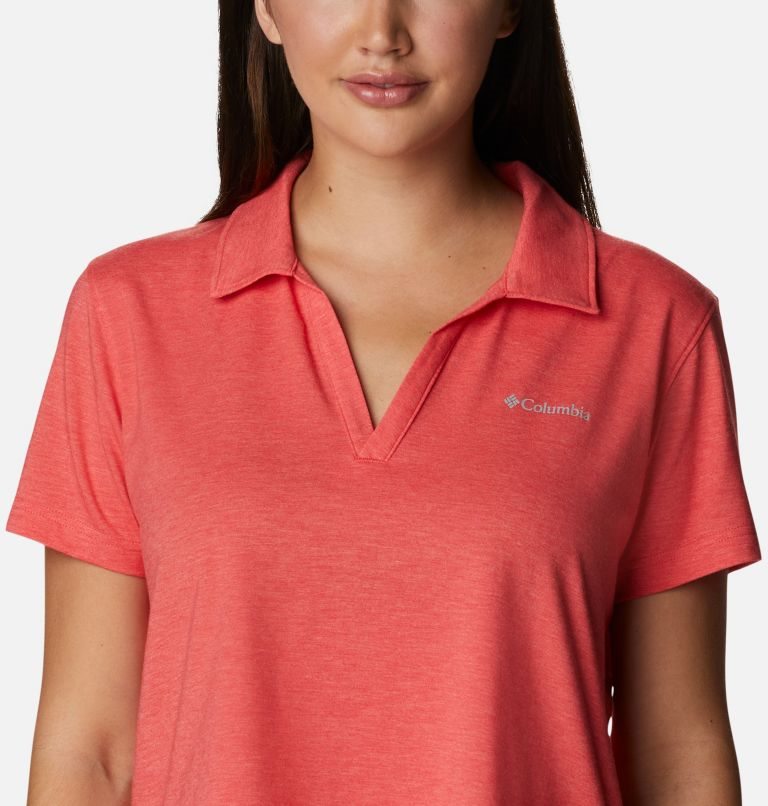 Women's Columbia Sun Trek Short Sleeve Polo Shirts Red | CA-BA136