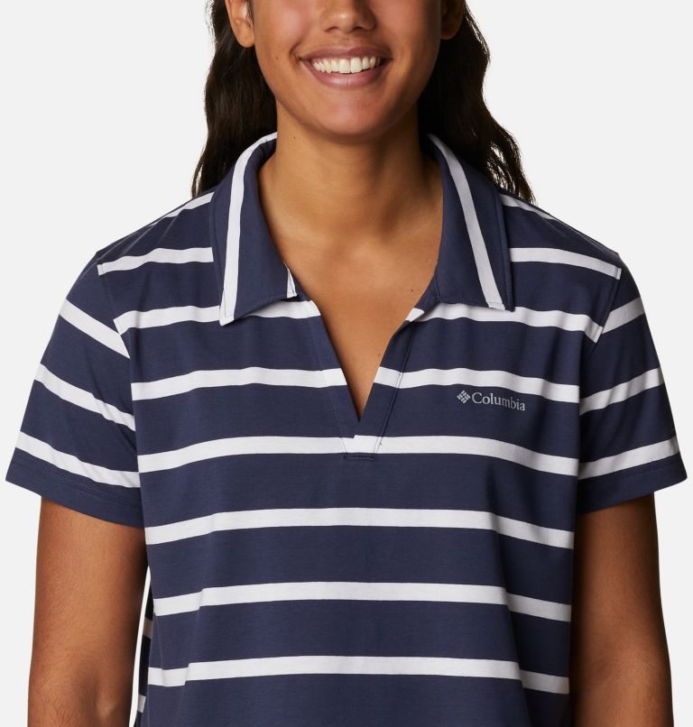 Women's Columbia Sun Trek Short Sleeve Polo Shirts Stripe | CA-I061L