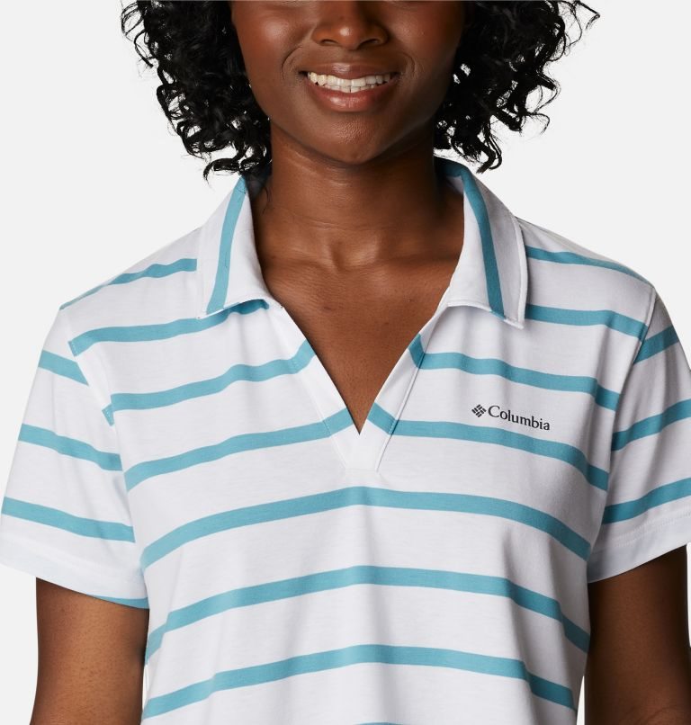 Women's Columbia Sun Trek Short Sleeve Polo Shirts Stripe | CA-V405A