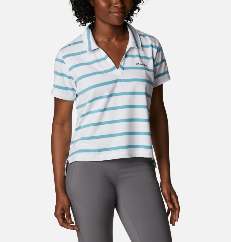 Women's Columbia Sun Trek Short Sleeve Polo Shirts Stripe | CA-V405A