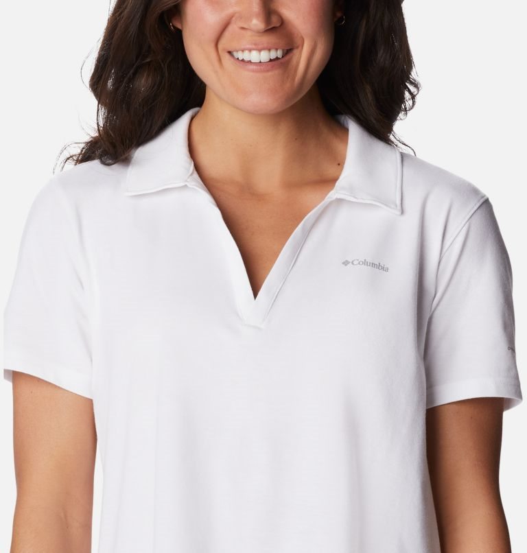 Women's Columbia Sun Trek Short Sleeve Polo Shirts White | CA-Z0L8A