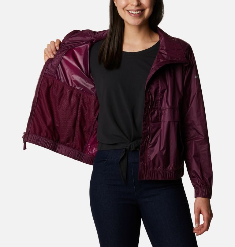 Women's Columbia Sunny City Windbreaker Jackets Burgundy | CA-Q385C