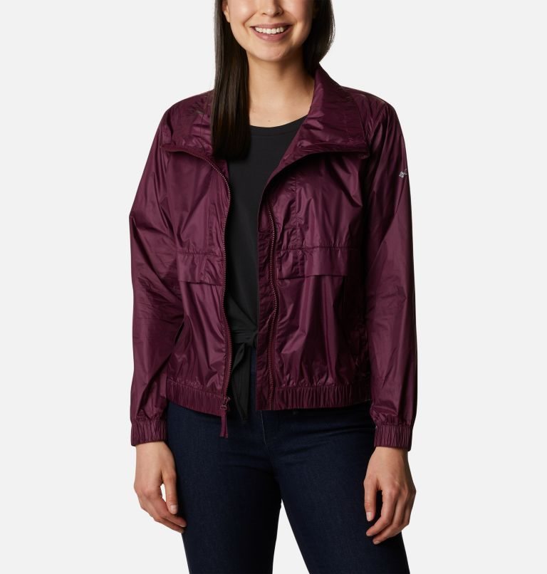 Women's Columbia Sunny City Windbreaker Jackets Burgundy | CA-Q385C