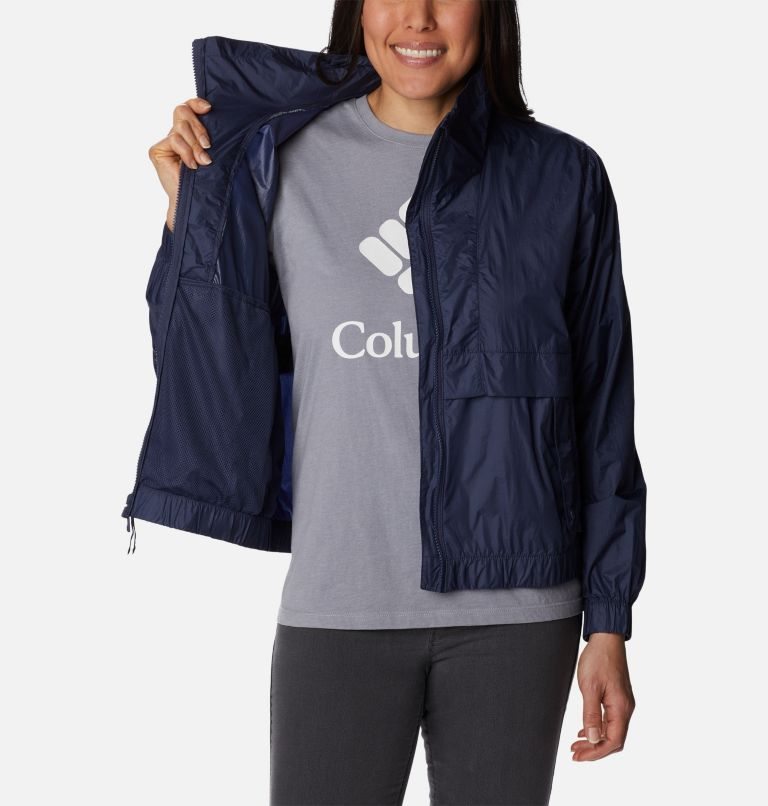 Women's Columbia Sunny City Windbreaker Jackets Navy | CA-Y0A58