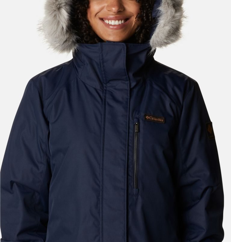 Women's Columbia Suttle Mountain Long Insulated Jackets Navy | CA-BLC35