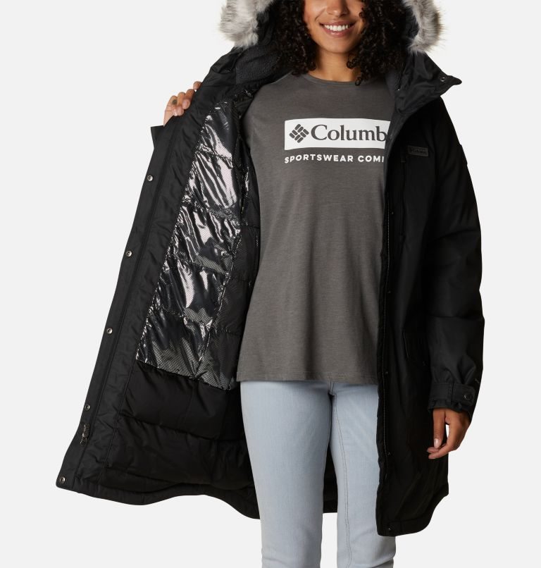 Women's Columbia Suttle Mountain Long Insulated Jackets Black | CA-CL043