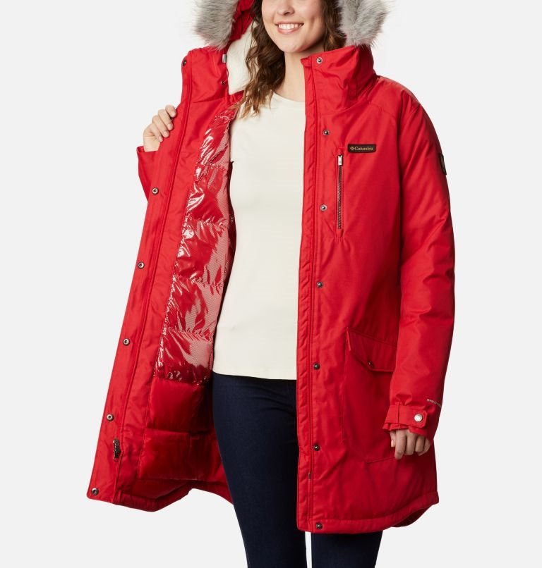 Women's Columbia Suttle Mountain Long Insulated Jackets Red | CA-R05C8