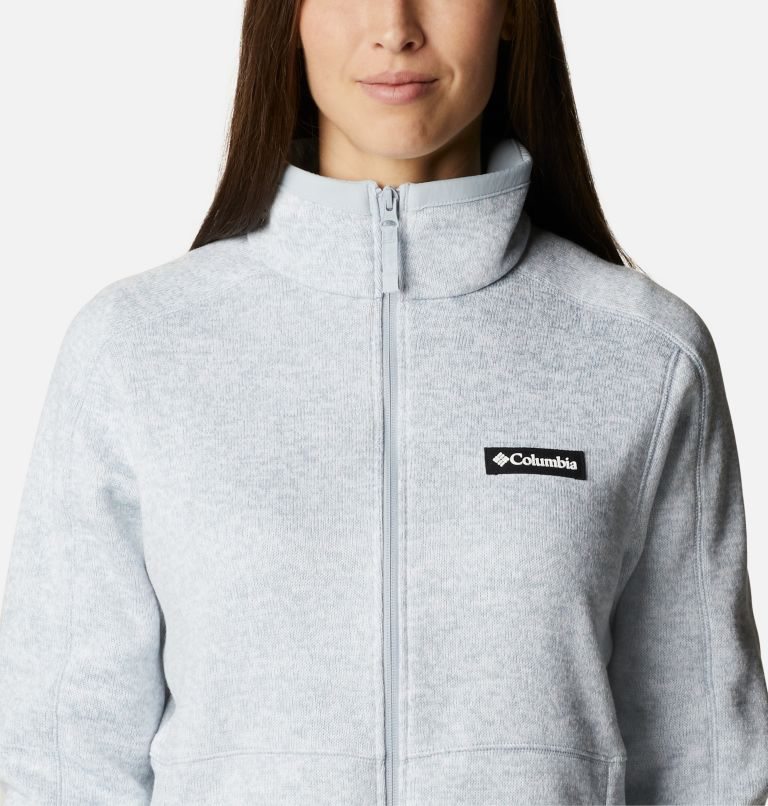 Women's Columbia Sweater Weather Full Zip Fleece Jackets Light Grey | CA-E641L