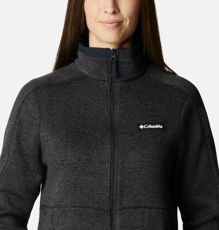 Women's Columbia Sweater Weather Full Zip Fleece Jackets Black | CA-L8L13