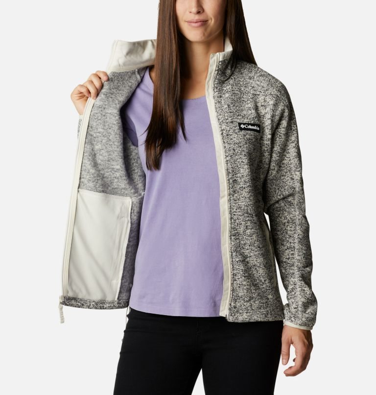 Women's Columbia Sweater Weather Full Zip Fleece Jackets Grey | CA-ZL5AC