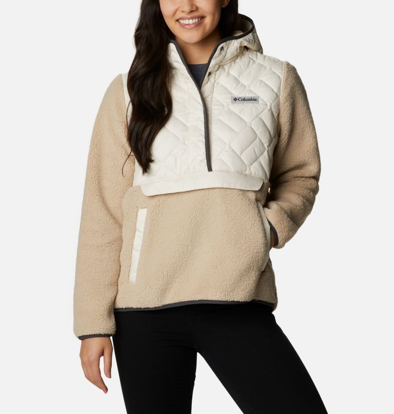 Women\'s Columbia Sweet View Hooded Fleece Sweatshirts Cream / Light Brown | CA-JC813