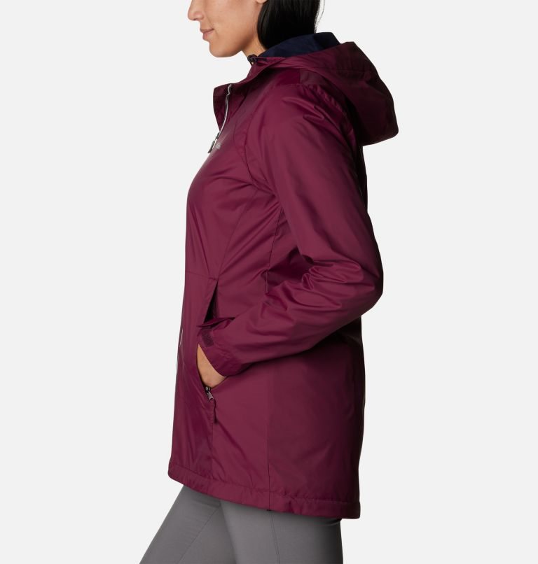 Women's Columbia Switchback Lined Long Jackets Maroon | CA-L4C81