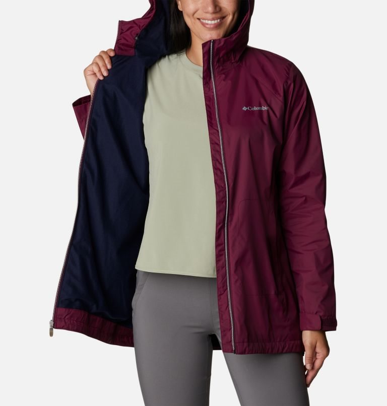 Women's Columbia Switchback Lined Long Jackets Maroon | CA-L4C81