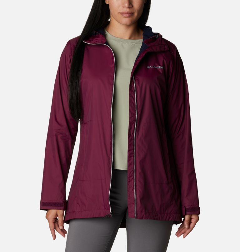 Women's Columbia Switchback Lined Long Jackets Maroon | CA-L4C81