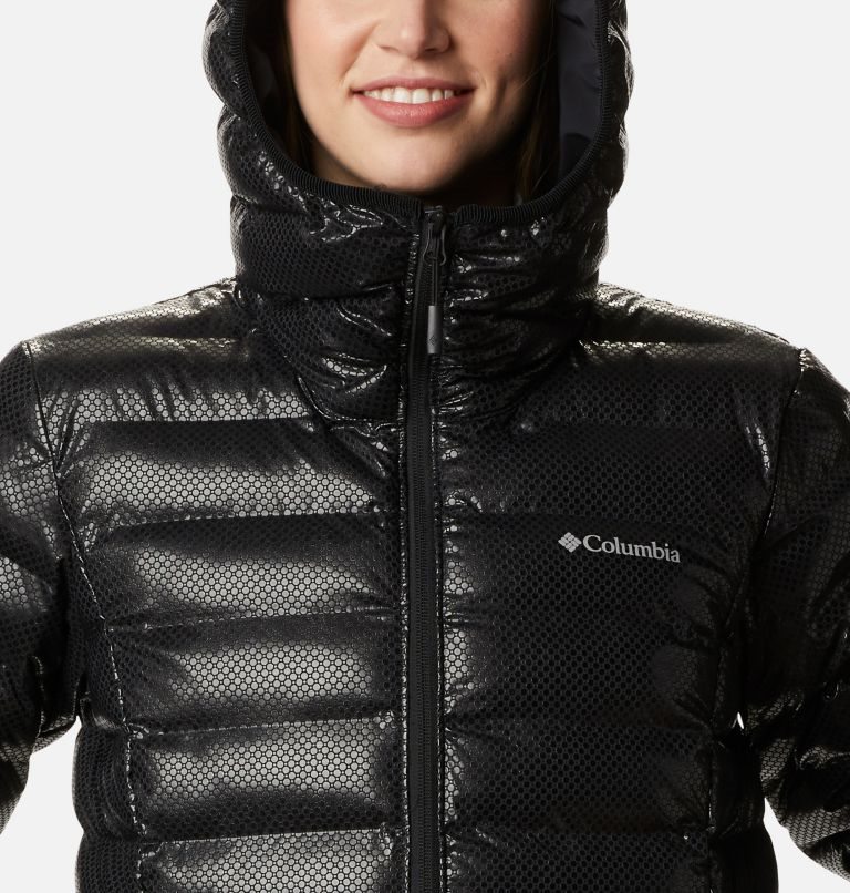 Women's Columbia Three Forks Black Dot Down Jackets Black | CA-K6014