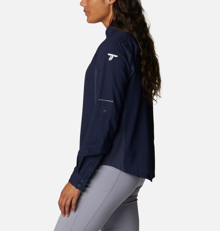 Women's Columbia Titan Pass Irico Long Sleeve Shirts Navy | CA-T850A