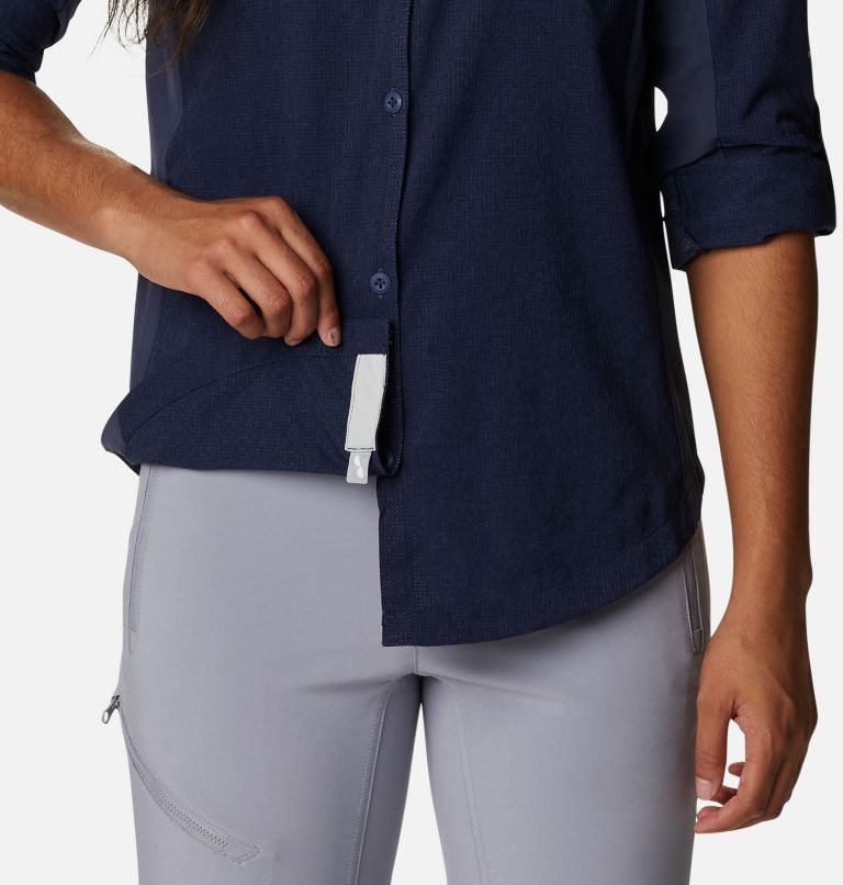 Women's Columbia Titan Pass Irico Long Sleeve Shirts Navy | CA-T850A