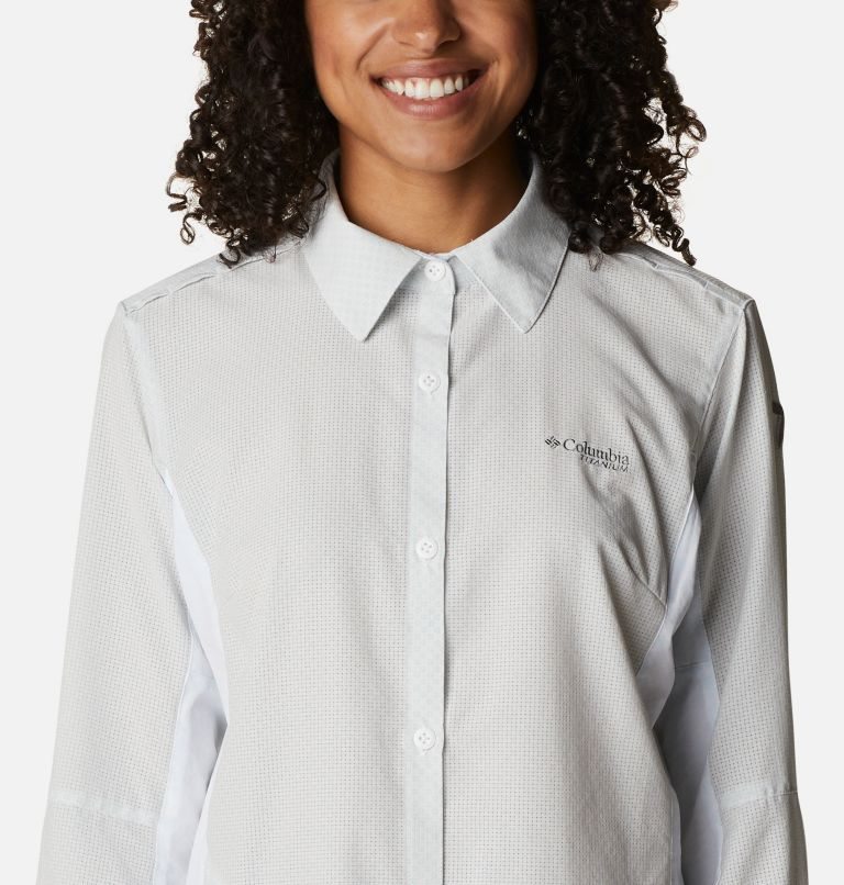 Women's Columbia Titan Pass Irico Long Sleeve Shirts White | CA-V413C