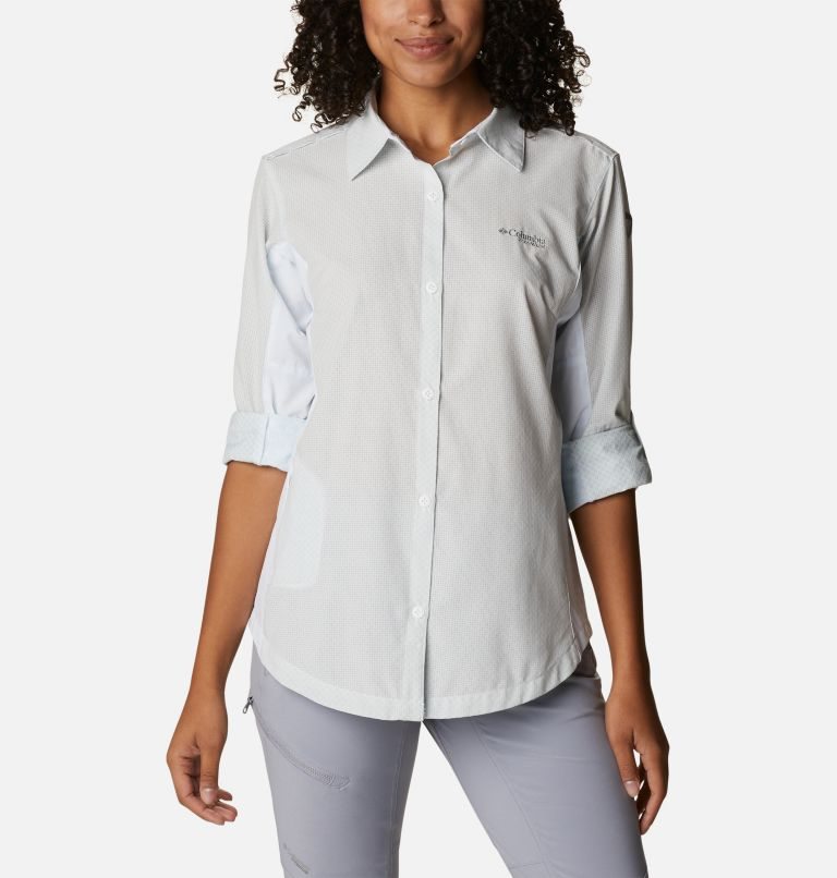 Women's Columbia Titan Pass Irico Long Sleeve Shirts White | CA-V413C