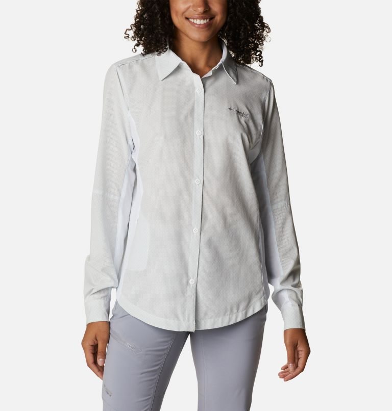 Women\'s Columbia Titan Pass Irico Long Sleeve Shirts White | CA-V413C