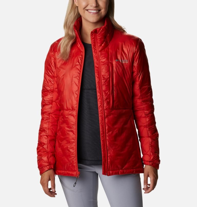 Women's Columbia Titan Pass Omni-Heat Infinity Double Wall Hybrid Insulated Jackets Red | CA-C3015