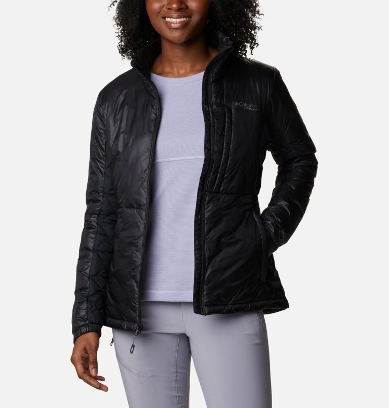 Women's Columbia Titan Pass Omni-Heat Infinity Double Wall Hybrid Insulated Jackets Black | CA-O86LA