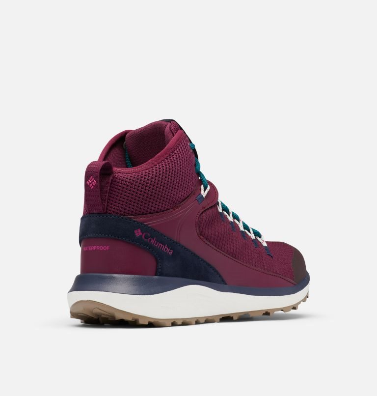 Women's Columbia Trailstorm Mid Waterproof Hiking Shoes Maroon | CA-V5063