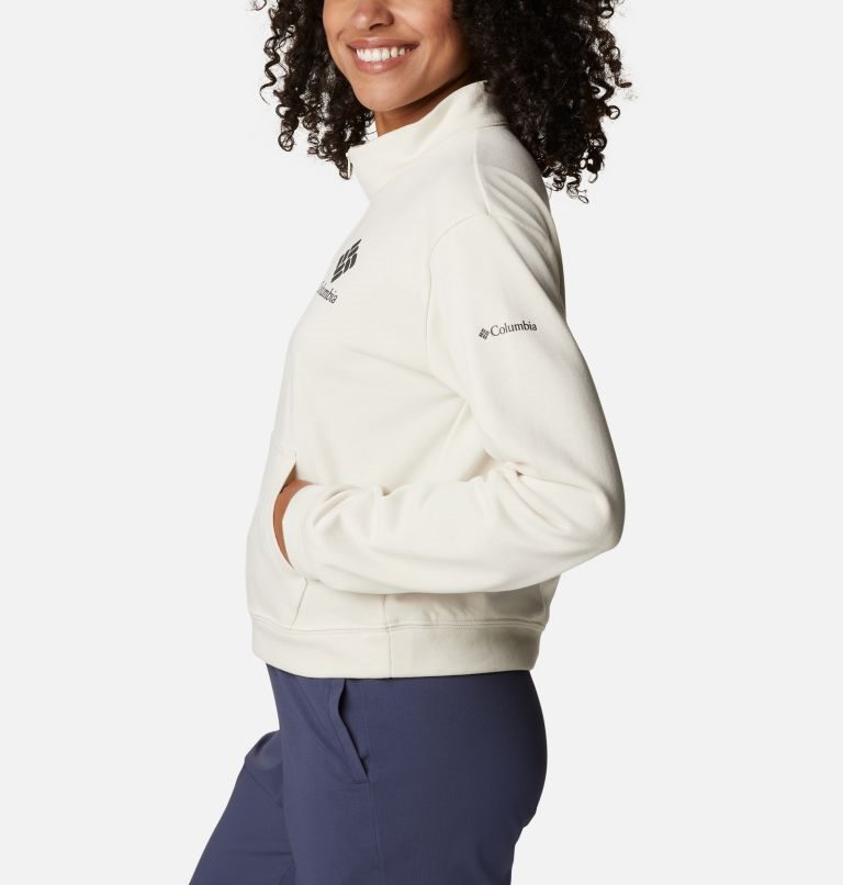 Women's Columbia Trek French Terry Half Zip Sweatshirts Cream | CA-A3514