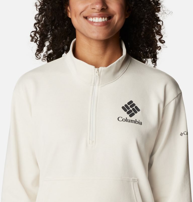 Women's Columbia Trek French Terry Half Zip Sweatshirts Cream | CA-A3514