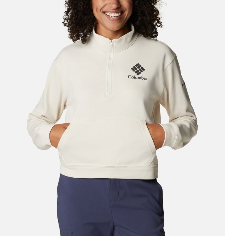 Women's Columbia Trek French Terry Half Zip Sweatshirts Cream | CA-A3514