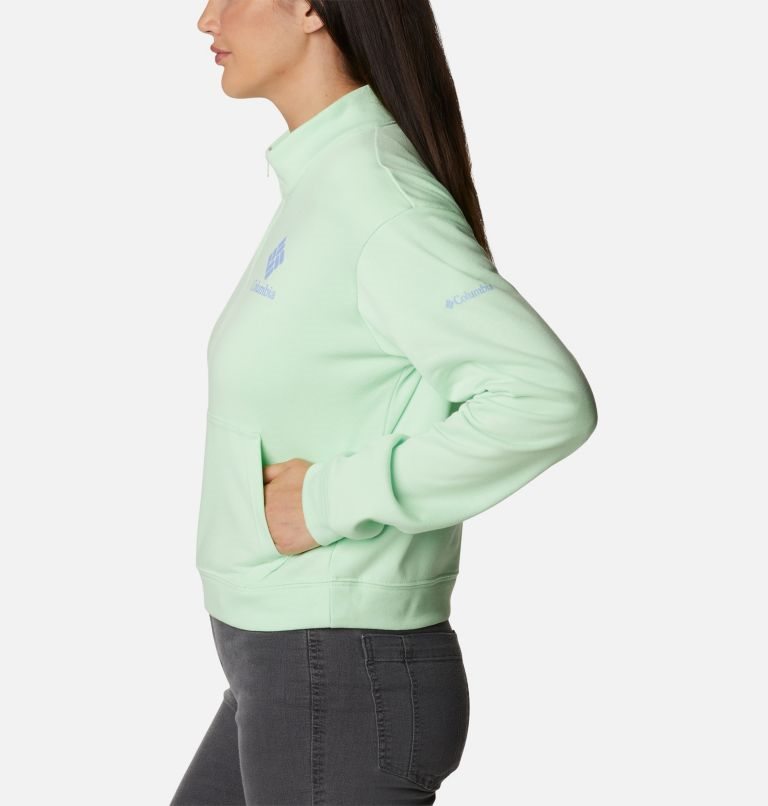 Women's Columbia Trek French Terry Half Zip Sweatshirts Mint | CA-F831A